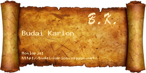 Budai Karion névjegykártya